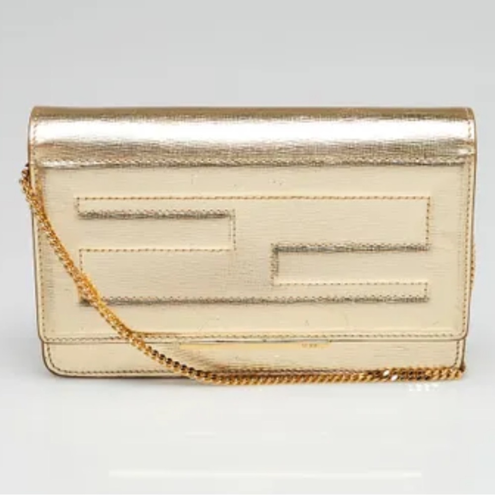 Vitello Mirror Elite Tube Wallet on Chain Gold - used condition